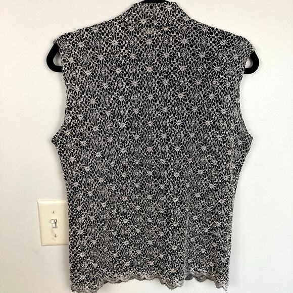 Vintage Womens L Black Lace Mock Neck Sleeveless Top Whimsigoth Dark Fairy Goth - Picture 2 of 9